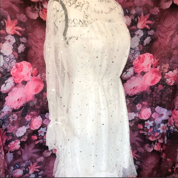 Dress fairy white mesh sequin princess star moon - Picture 5 of 7